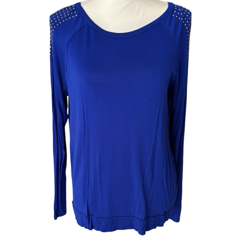 NWOT - Cable & Gauge Blue Silver Stud Embellished Long Sleeve Tunic